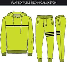 vêtements de sport Vêtements ensemble. Vide modèles de le sweat à capuche et les pantalons de survêtement. tenue de sport vecteur illustration.