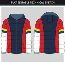 coloré bloc de couleur sport puffer veste avec fermeture éclair vecteur illustration fichier