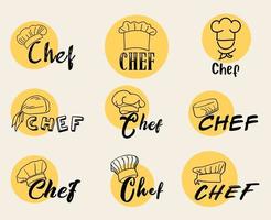 jeu d'icônes de logo chef cuisinier