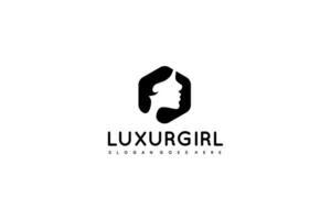 Logo de fille de luxe vecteur