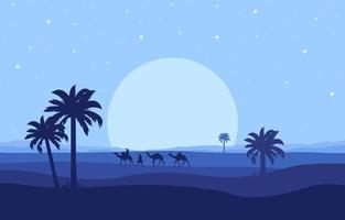 cavalier de chameau traversant une vaste colline du désert illustration de paysage arabe vecteur