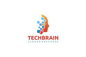 logo de cerveau de technologie vecteur