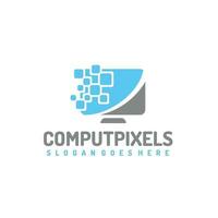Logo de Pixels d'ordinateur vecteur