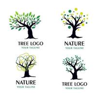 ensemble moderne de modèle de logos d'arbre vecteur