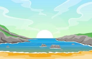 belle illustration de paysage de plage panorama vecteur