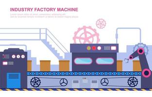 bande transporteuse d'usine industrielle et illustration d'assemblage robotique vecteur