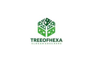 Logo de l'arbre hexagonal vecteur