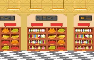 illustration de plat intérieur supermarché épicerie vecteur