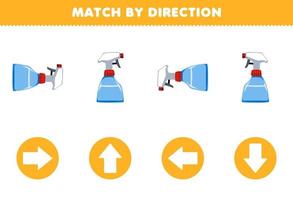 éducation Jeu pour les enfants rencontre par direction la gauche droite en haut ou vers le bas orientation de mignonne dessin animé pulvérisateur imprimable outil feuille de travail vecteur