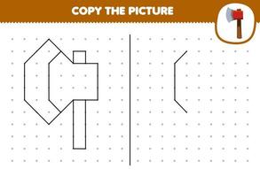 éducation Jeu pour les enfants copie mignonne dessin animé hache image par de liaison le point imprimable outil feuille de travail vecteur