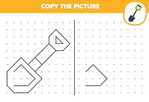 éducation Jeu pour les enfants copie mignonne dessin animé pelle image par de liaison le point imprimable outil feuille de travail vecteur