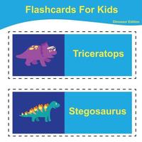 vecteur ensemble de dinosaure collections flashcard. dinosaure éducatif imprimable flashcards. vecteur affiche pour préscolaire éducation.
