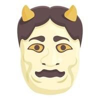 en colère masque icône dessin animé vecteur. Japon visage vecteur