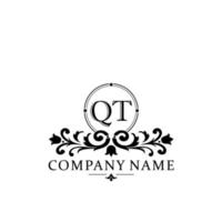 lettre qt floral logo conception. logo pour femmes beauté salon massage cosmétique ou spa marque vecteur