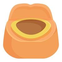 Orange bol icône dessin animé vecteur. pot toilette vecteur