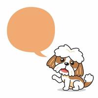 dessin animé personnage mignonne shih tzu chien avec discours bulle vecteur