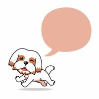dessin animé personnage fonctionnement shih tzu chien avec discours bulle vecteur