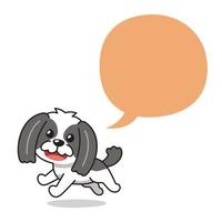 chien shih tzu de personnage de dessin animé avec bulle de dialogue vecteur