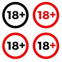 en dessous de 18 signe avertissement symbole. plus de 18 seulement censuré. dix-huit âge plus âgée interdit adulte contenu. vecteur