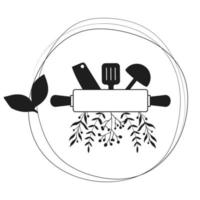 cuisine monogramme icône vecteur ensemble. cuisine Divisé Cadre illustration. cuisine symbole ou logo.
