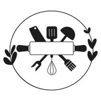 cuisine monogramme icône vecteur ensemble. cuisine Divisé Cadre illustration. cuisine symbole ou logo.