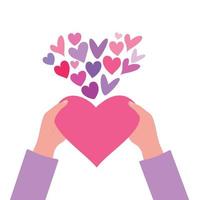 mains en portant le cœur. cœur, une symbole de l'amour et la Saint-Valentin journée. vecteur illustration.