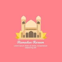 mignonne mosquée dessin animé. ramadhan salutation vecteur