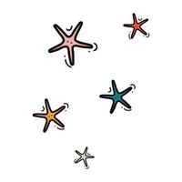 griffonnage mer étoile de mer ensemble dans main tiré style sur blanc Contexte. étoile de mer conception vecteur illustration isolé élément pour été Naturel Couleur conception avec texture.