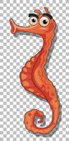 personnage de dessin animé hippocampe orange vecteur