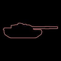 néon réservoir artillerie armée machine militaire silhouette monde guerre rouge Couleur vecteur illustration image plat style