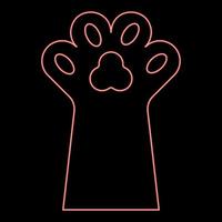 néon patte chat animal de compagnie concept rouge Couleur vecteur illustration image plat style