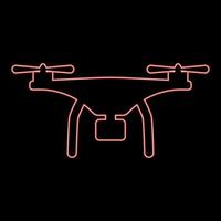 néon drone avec caméra rouge Couleur vecteur illustration image plat style