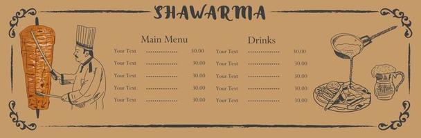 cuisson shawarma et ingrédients pour kebab. vecteur