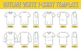 blanc T-shirt modèle avec contour conception vecteur