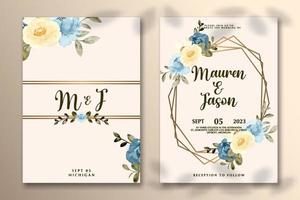 prime vecteur mariage invitation modèle avec fleur
