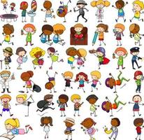 ensemble de différents personnages de dessins animés pour enfants doodle vecteur