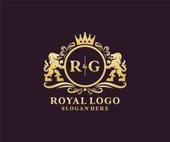 modèle de logo de luxe royal lion lettre initiale rg dans l'art vectoriel pour le restaurant, la royauté, la boutique, le café, l'hôtel, l'héraldique, les bijoux, la mode et d'autres illustrations vectorielles.