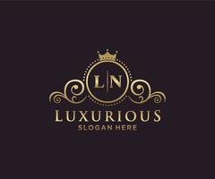 modèle de logo de luxe royal lettre initiale ln dans l'art vectoriel pour restaurant, royauté, boutique, café, hôtel, héraldique, bijoux, mode et autres illustrations vectorielles.