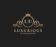 modèle de logo de luxe royal de lettre lu initiale dans l'art vectoriel pour le restaurant, la royauté, la boutique, le café, l'hôtel, l'héraldique, les bijoux, la mode et d'autres illustrations vectorielles.