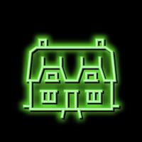 chalet maison néon lueur icône illustration vecteur