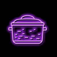 le fer pot cuisine néon lueur icône illustration vecteur