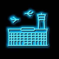 aéroport bâtiment néon lueur icône illustration vecteur