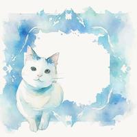 aquarelle fleur Cadre avec une chat vecteur