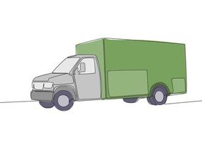 continu ligne dessin de moderne bande annonce camion. cargaison livraison un service véhicule transport concept. un Célibataire continu ligne dessiner conception vecteur