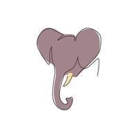dessin au trait continu unique de l'identité du grand logo d'entreprise d'éléphant mignon. concept d'icône animal safari africain. illustration graphique de conception de dessin vectoriel à une ligne à la mode