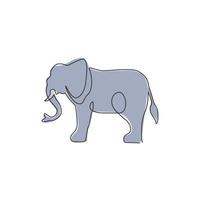 un dessin au trait continu de l'identité du logo de la grande entreprise d'éléphants mignons. concept d'icône animal zoo africain. illustration de conception de dessin de ligne graphique vectorielle unique dynamique vecteur