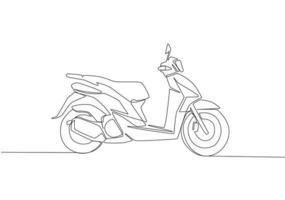 Célibataire continu ligne dessin de classique asiatique dessous moto logo. ancien scooter moto concept. un ligne dessiner conception vecteur illustration