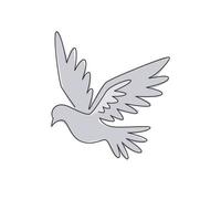 un seul dessin d'oiseau mignon et élégant de colombe pour l'identité du logo. concept de mascotte de pigeon adorable pour l'icône de combattant du cancer. illustration vectorielle de ligne continue moderne dessin graphique vecteur