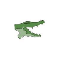 un dessin au trait continu de crocodile sauvage à tête en colère pour l'identité du logo de l'entreprise. concept d'alligator animal effrayant pour l'icône du parc national. Illustration vectorielle graphique de conception de dessin de ligne unique moderne vecteur