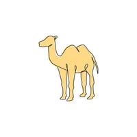 un dessin au trait continu d'un chameau du désert d'Arabie pour l'identité du logo de l'entreprise d'élevage. concept d'animal dromadaire pour l'icône du zoo des pays du moyen-orient. illustration vectorielle de dessin à une seule ligne vecteur